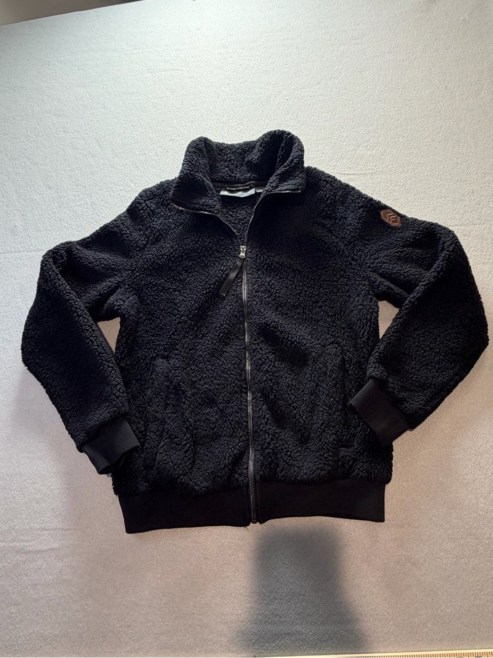 Free Country Women’s Small Black Sherpa Fleece Full Zip Jacket Cozy Teddy